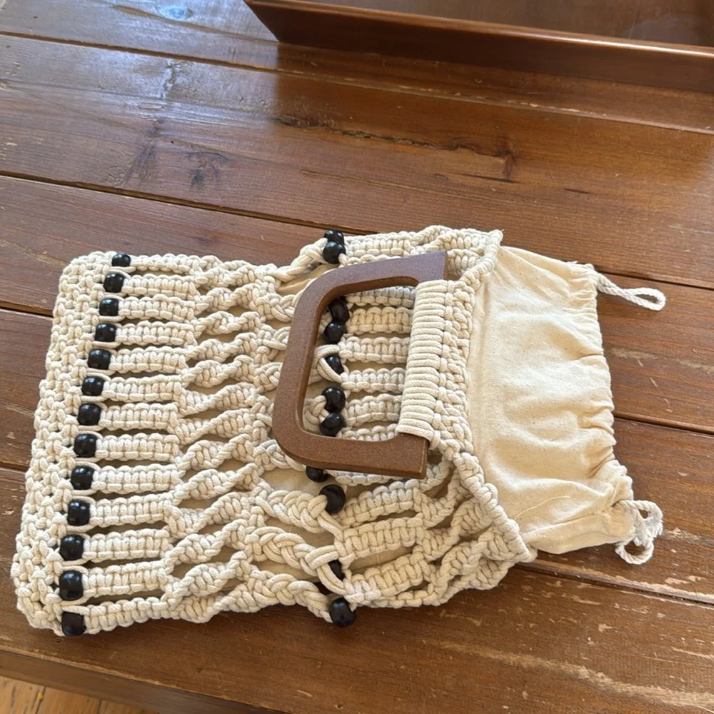 Straw Studios Crochet Macrame Handbag - Picture 5 of 7